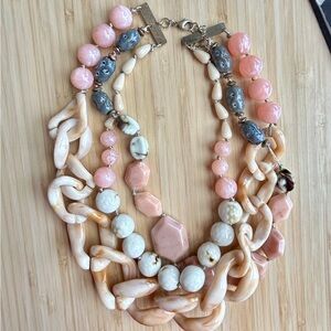 Anthropologie Multi-Strand Pink and Cream Statement Necklace